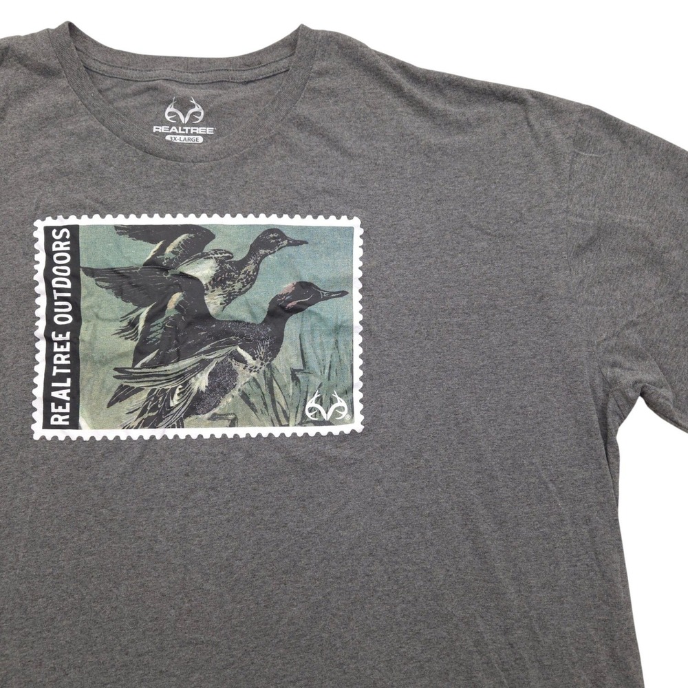 Realtree‎ Duck Stamp Waterfowl Hunting Graphic T-Shirt Gray Mens 3XL XXXL